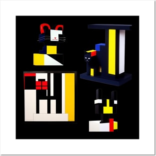 Mondrian Style Royal Cat Posters and Art